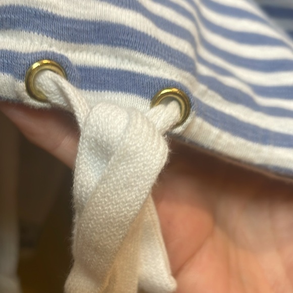 Jones New York Blue Stripe Long Sleeve Drawstring Waist Crewneck Top Tee Sz M - Picture 13 of 14